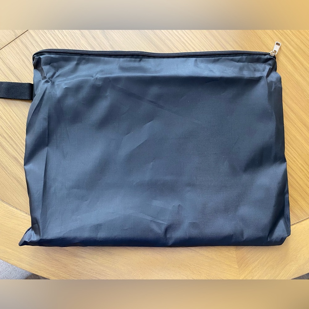 Black zipper storage bag